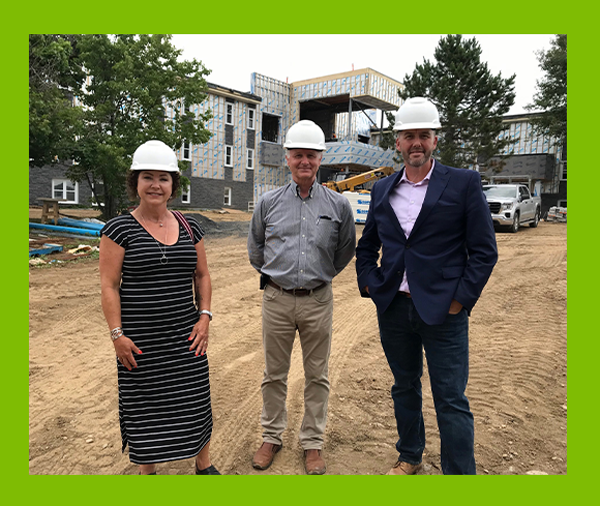 Site Visit to Lionel Kelland Hospice, (L-R) Shelley Woolfrey, Chair, Every Moment Matters Campaign, and Ken Dicks, Board Member, Lionel Kelland Hospice with Mark Lane, Impact Manager for Rural Newfoundland and Labrador, The Northpine Foundation.